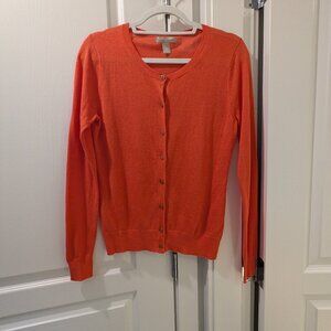 Banana Republic Linen Cardigan with Gold Buttons, Size Small, Orange